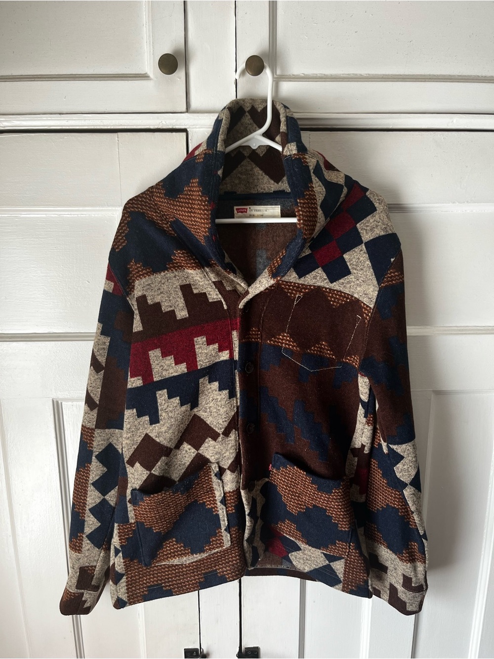 Levi's - Geometric Fleece Lined Jacket - Navy, Brown, Cream & Red - Men’s Size M